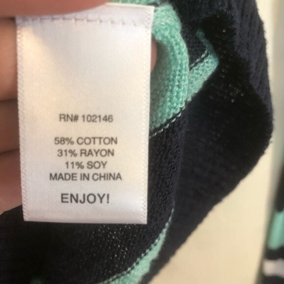 M by MICHAEL STARS Size 1 XS Blue White Mint Green Striped Cardigan Cotton Soy - Picture 5 of 9